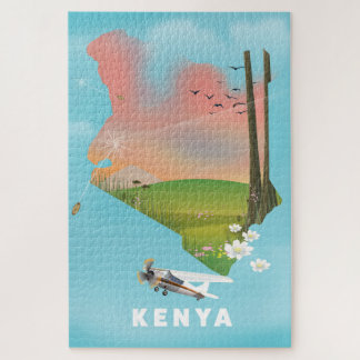 Kenya Map Illustration travel poster. Jigsaw Puzzle
