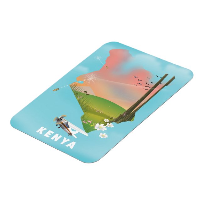 Kenya Map Illustration travel poster. Magnet (Left Side)
