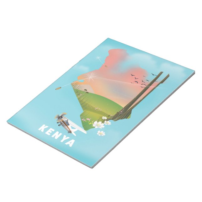 Kenya Map Illustration travel poster. Notepad (Angled)