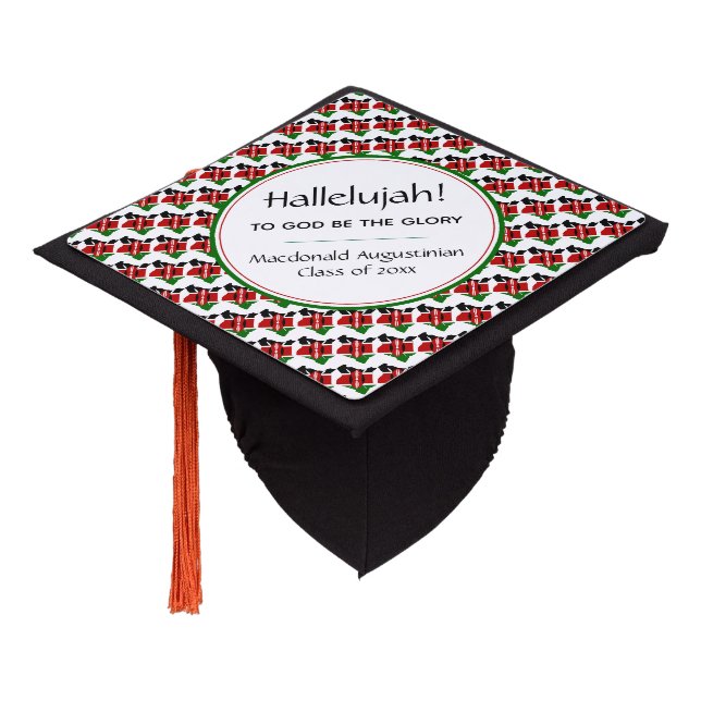 KENYA Map Patriotic Graduate Custom HALLELUJAH Graduation Cap Topper (Angled)