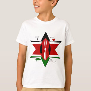 Kenya National Flag Colours Pattern Art Design T-Shirt