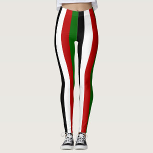 Kenya National Flag Colours Vertical Striped Leggings