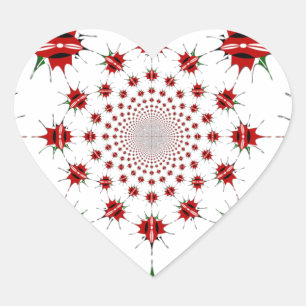 Kenya National Flag Shield Kaleidoscope Pattern  Heart Sticker
