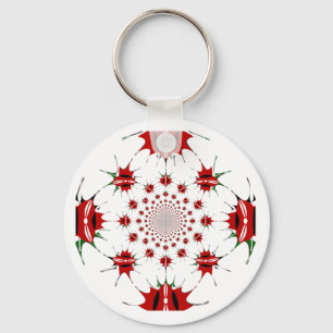 Kenya National Flag Shield Kaleidoscope Pattern  Keychain