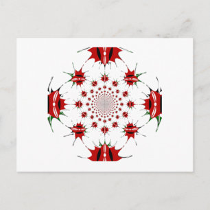 Kenya National Flag Shield Kaleidoscope Pattern  Postcard