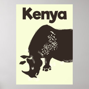 Kenya Rhino African vintage poster