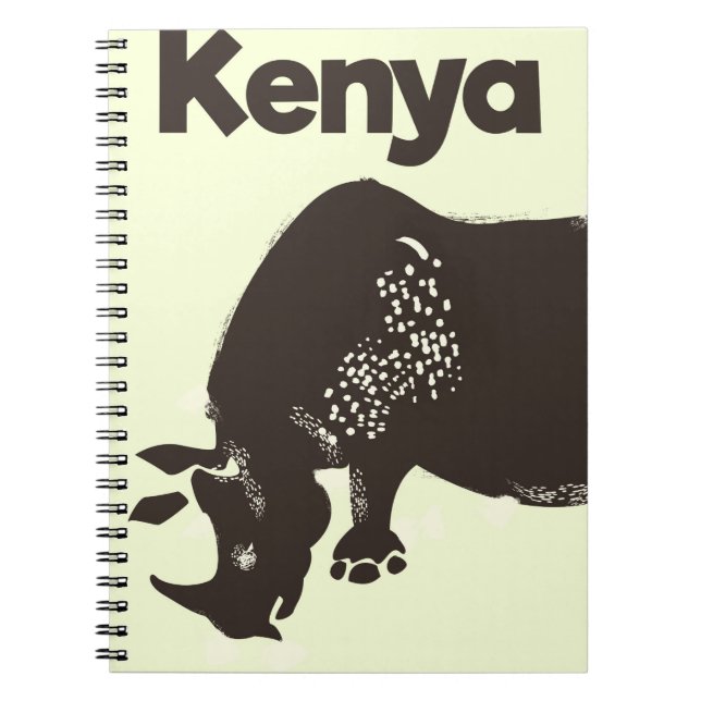 Kenya Rhino African vintage poster Notebook (Front)