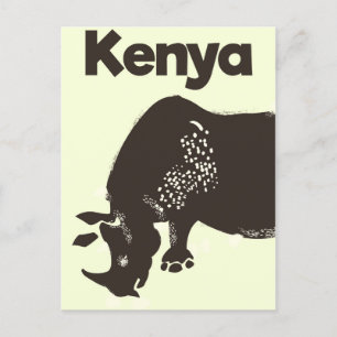 Kenya Rhino African vintage poster Postcard