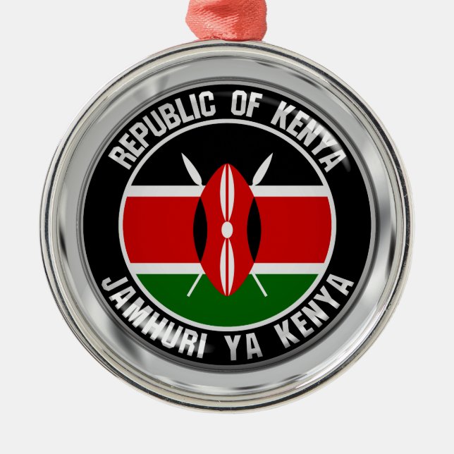 Kenya Round Emblem Metal Ornament (Front)