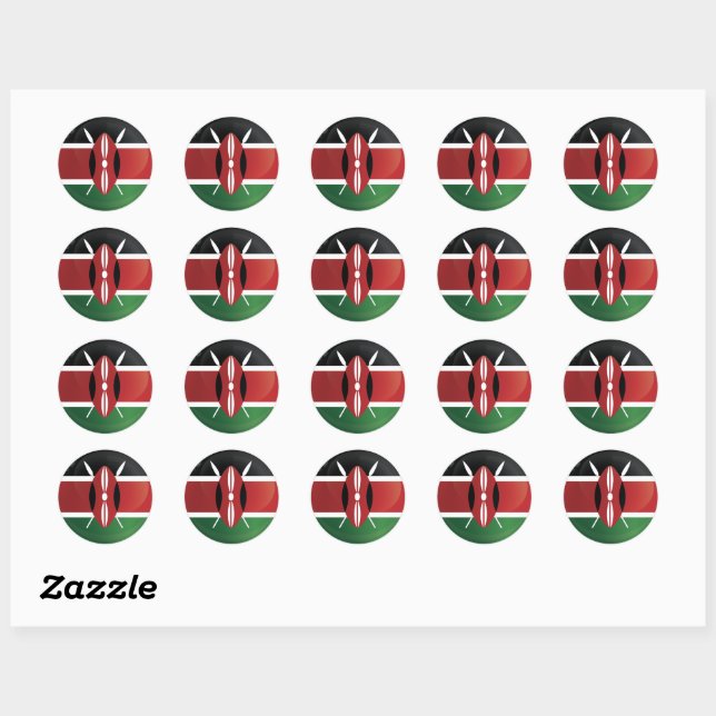 Kenya  Round Icon Flag Classic Round Sticker (Sheet)