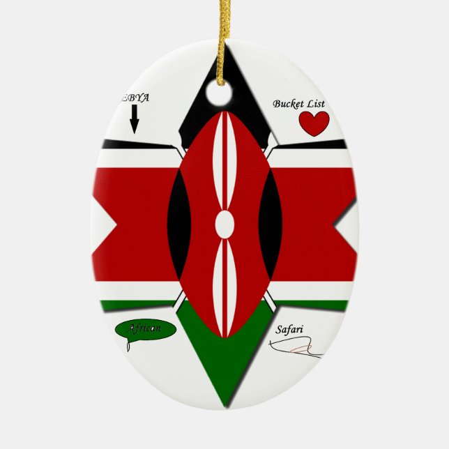 Kenya Safari Ceramic Ornament (Front)