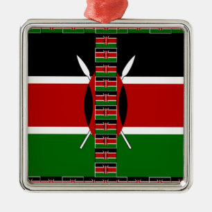 Kenya Seamless Flags Border Frames Art Print Metal Ornament