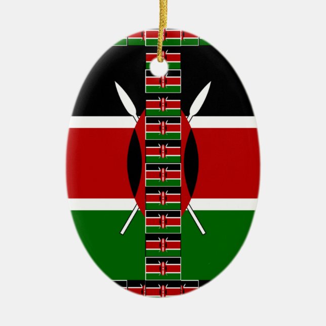 Kenya Seamless Miniature Flags Border Frames Art  Ceramic Ornament (Front)