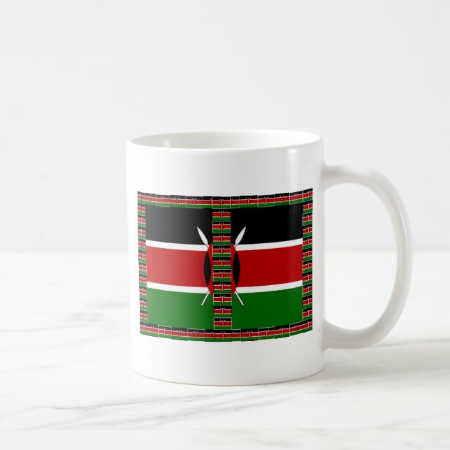 Kenya Seamless Miniature Flags Border Frames Art  Coffee Mug (Right)