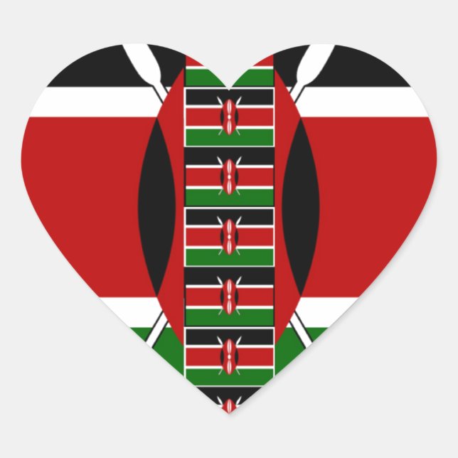 Kenya Seamless Miniature Flags Border Frames Art  Heart Sticker (Front)