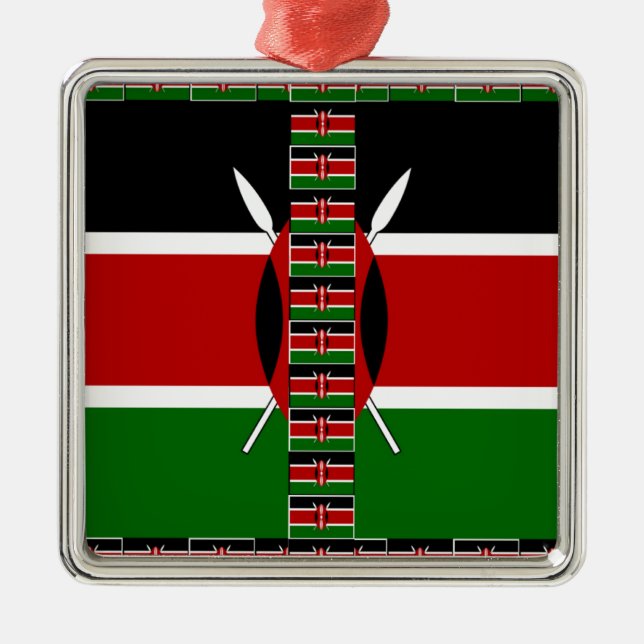 Kenya Seamless Miniature Flags Border Frames Art  Metal Ornament (Front)