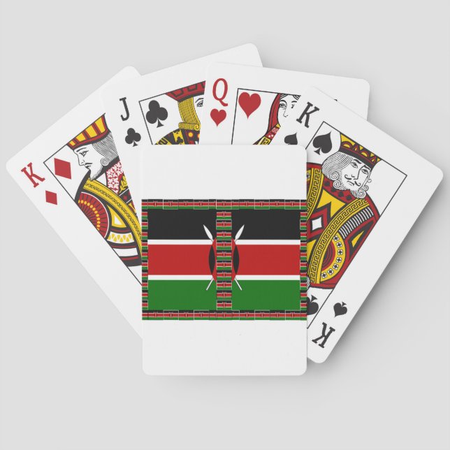 Kenya Seamless Miniature Flags Border Frames Art  Playing Cards (Back)