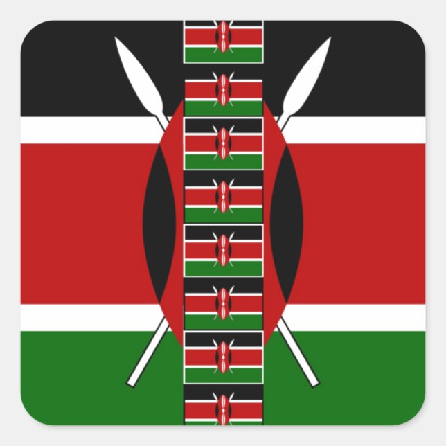 Kenya Seamless Miniature Flags Border Frames Art  Square Sticker (Front)