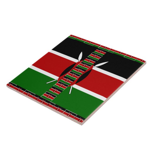 Kenya Seamless Miniature Flags Border Frames Art  Tile (Side)