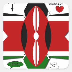 Kenya Star national safari flag colours bucket lis Square Sticker