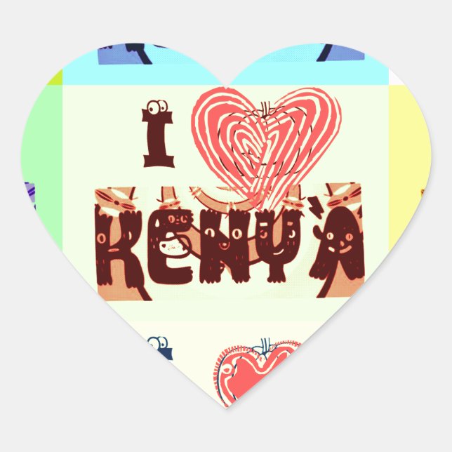 Kenya Travel Souvenir Pop Art Print Heart Sticker (Front)