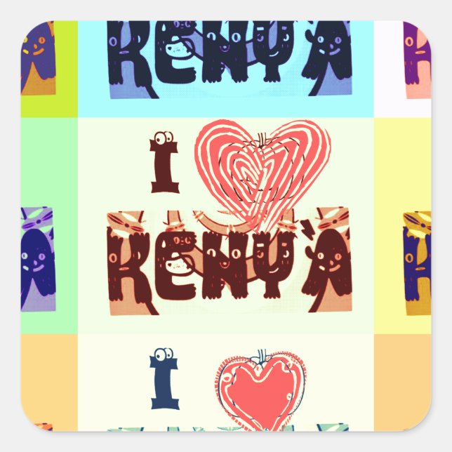 Kenya Travel Souvenir Pop Art Print Square Sticker (Front)