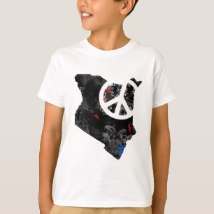 Kenya Trendy Peace Sign with Kenyan map T-Shirt