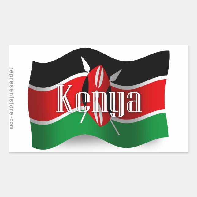 Kenya Waving Flag Sticker (Front)