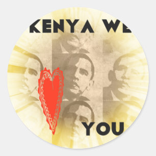 Kenya We Love You Lovely Perspective Art Design Classic Round Sticker