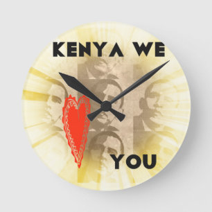 Kenya We Love You Lovely Perspective Art Design Round Clock