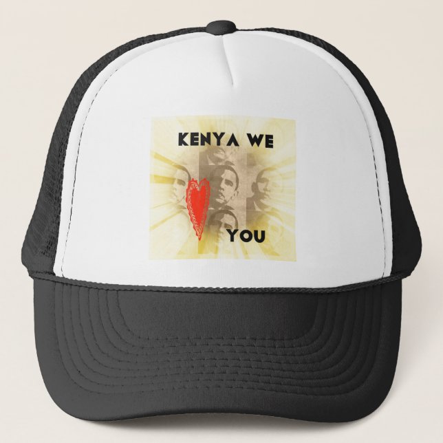 Kenya We Love You Lovely Perspective Art Design Trucker Hat (Front)