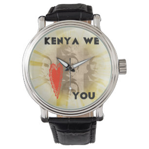 Kenya We Love You Montre en cuir vintage
