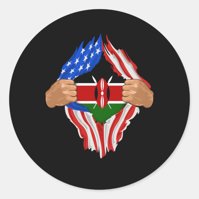 Kenyan Blood Inside Me Kenya Flag Classic Round Sticker (Front)