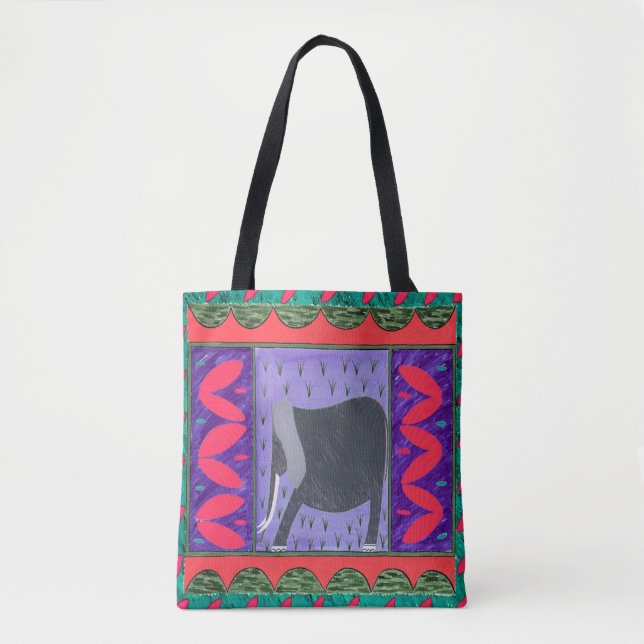 Kenyan Elephant Red Tote Bag (Front)