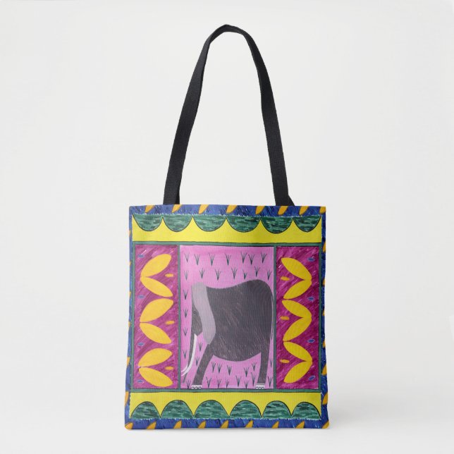 Kenyan Elephant Yellow Tote Bag (Front)