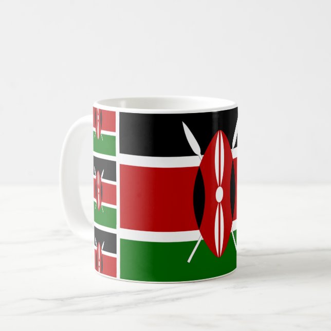 Kenyan Flag Coffee Mug, Patriotic Kenya Tea Cup (Front Left)