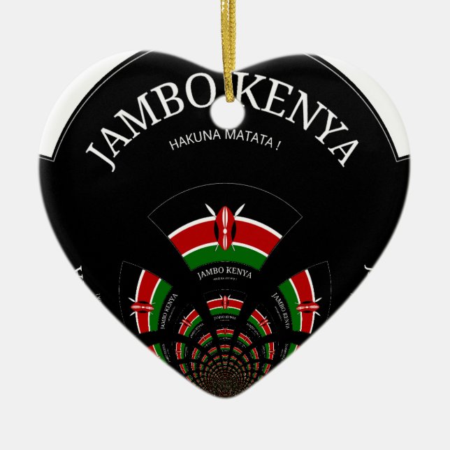 Kenyan Flag Inspired Jambo Welcome Design Art  Ceramic Ornament (Front)