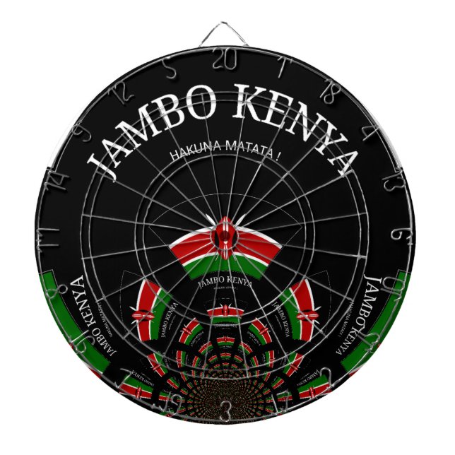 Kenyan Flag Inspired Jambo Welcome Design Art  Dartboard (Front)