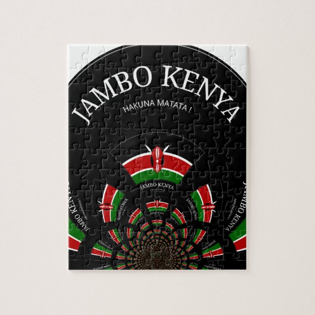 Kenyan Flag Inspired Jambo Welcome Design Art  Jigsaw Puzzle (Vertical)