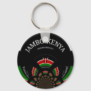 Kenyan Flag Inspired Jambo Welcome Design Art Keychain