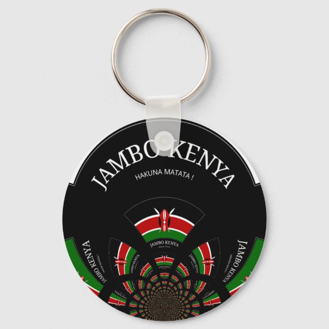 Kenyan Flag Inspired Jambo Welcome Design Art  Keychain (Front)