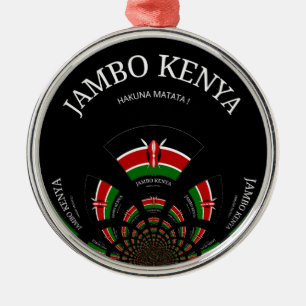 Kenyan Flag Inspired Jambo Welcome Design Art Metal Ornament