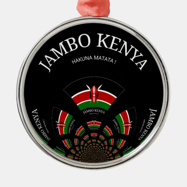 Kenyan Flag Inspired Jambo Welcome Design Art  Metal Ornament (Front)