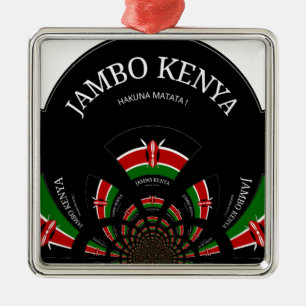 Kenyan Flag Inspired Jambo Welcome Design Art  Metal Ornament