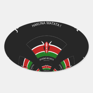 Kenyan Flag Inspired Jambo Welcome Design Art  Oval Sticker