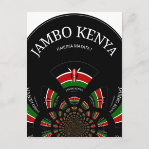Kenyan Flag Inspired Jambo Welcome Design Art  Postcard