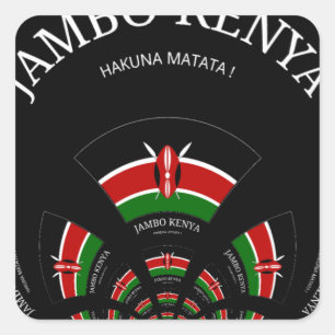 Kenyan Flag Inspired Jambo Welcome Design Art  Square Sticker