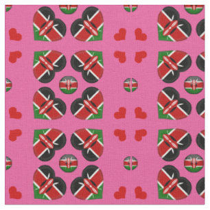 Kenyan Flag & Kenya Heart fashion Fabric