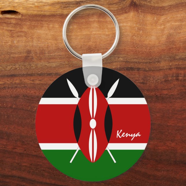 Kenyan Flag & Kenya holiday, patriots / sports Keychain (Front)