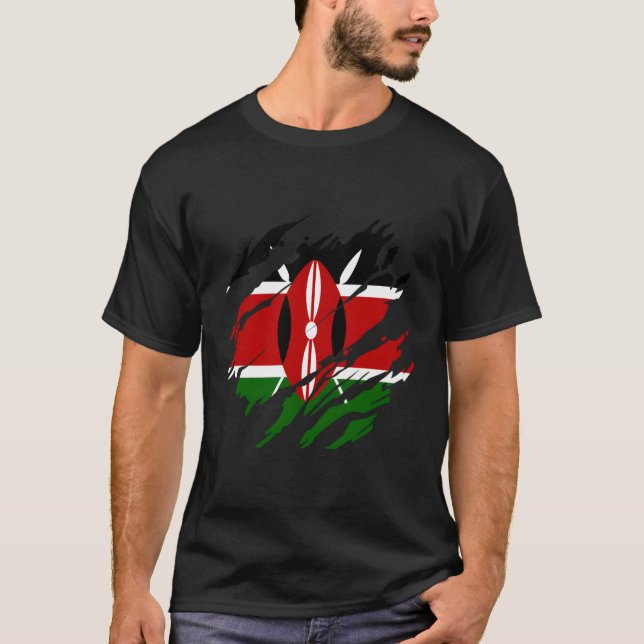 Kenyan Flag Kenya T-Shirt (Front)